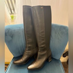 Calvin Klein Women's Freeda Cow Silk Neoprene Boots Black Size Woman's Size 8